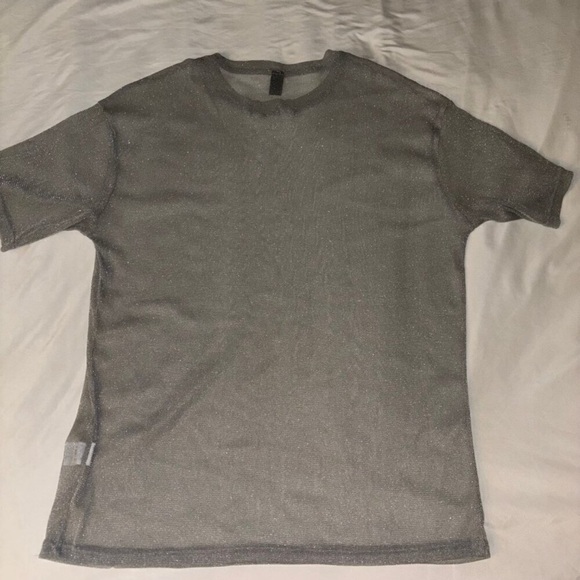 SHEIN DAZY Semi Sheer Mesh Top Silver/Gray Size XL - Picture 2 of 5